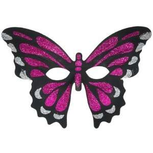  Mardi Gras   Pink Glittery Butterfly Mask Party Supplies 