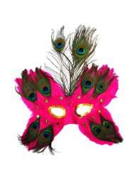 Fuchsia Butterfly Peacock Masquerade Feather Mask