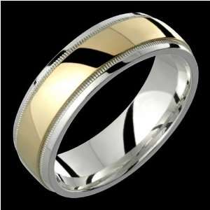     Chic Two Tone Comfort Fit Wedding Band Custom Made Jewelry