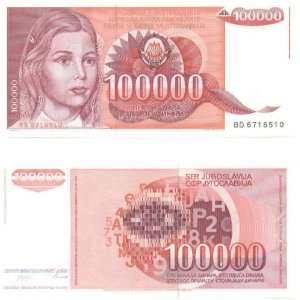  Yugoslavia 1989 100,000 Dinara, Pick 97 