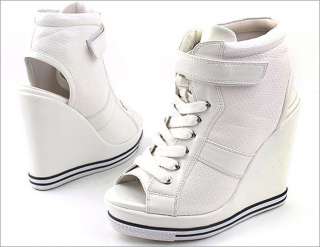 Runway New Patent Sneakers Peep Toe Wedge Sandal Shoes  