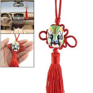  Green Face Opera Mask Red Fringed Chinese Knot Hanger 