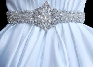 Wedding bridal dress gown beaded jeweled crystal belt sash  