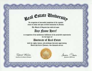 REAL ESTATE DIPLOMA AGENT BROKER DEGREE TYCOON GAG GIFT  