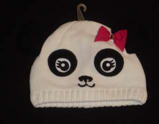 NWT Gymboree PANDA ACADEMY Cute Panda Bow Knit Hat 5 5T 6 7  