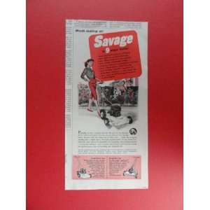  1956 savage mower, print advertisement (man/woman worth 