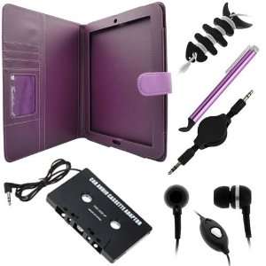  GTMax Purple Carrying Folio Wallet Leather Cover Case + 3 