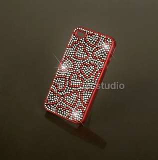 Red Love Heart Crystal Swarovski Rhinestone Hard Cover Case for iPhone 