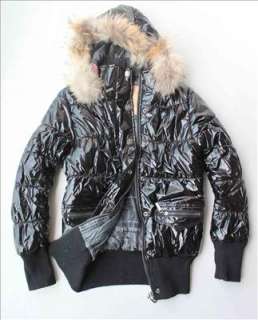 NWT John Galliano Womens Trendy Shinny Coat with Raccoon Fur Neck 