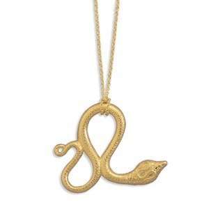 Snake Necklace 14K Yellow Gold on Sterling Silver Adjustable Length