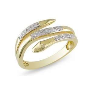  10K Yellow Gold Diamond Snake Ring Jewelry