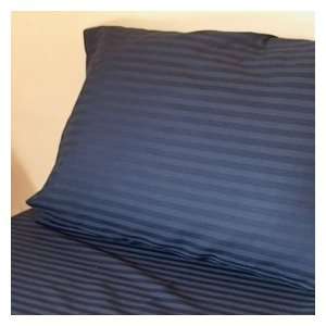  Count Sateen Stripe 4 Pc Comforter Set Navy Blue Full.