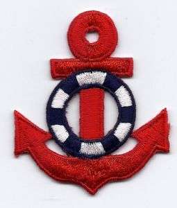 Nautical/Red Anchor w/Life Preserver  Iron On Applique  