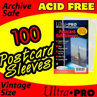 100 SOFT POSTCARD SLEEVES ACID FREE   ULTRA PRO 81225  