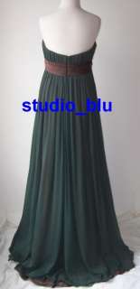 REEM ACRA Green Silk Chiffon Rosette Empire Dress Gown 8  