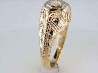   5ct Diamond 14K Gold Art Deco Filigree Engagement Wedding RinG  