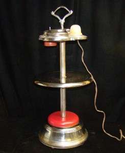 Antique Art Deco Slag Glass Smoke Smoking Stand Table  