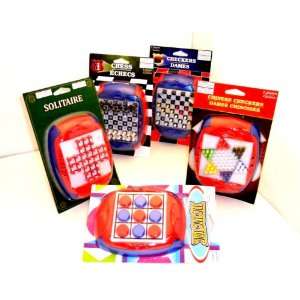  Travel Games for Kids Plastic Set of 5 Chess, Checkers 