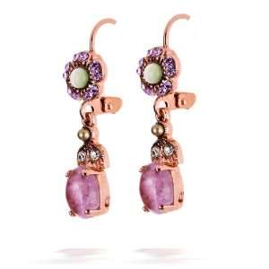 Amaro Earrings   Petite Circle of Light, Drop, in Amethyst and Peridot 