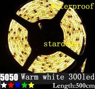   4FT 300LEDS 60Leds/M 5050 SMD Warm White Waterproof Strip 12V New DIY
