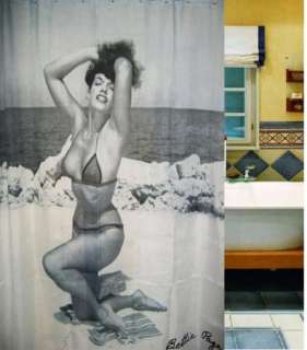 Brand New Bettie Page Bathroom Waterproof Fabric Shower Curtain Free 