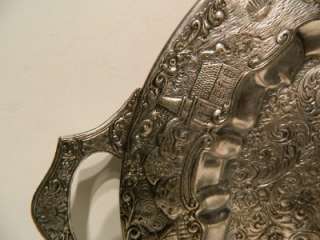 Barbour Silverplate International Repousse Plate Platter Handled 