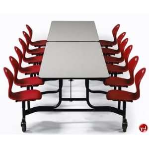   Mobile Folding Cafeteria Table with Chairs, 12 Seats