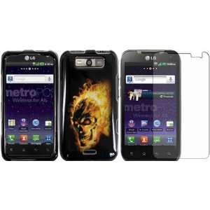  Fire Skull Hard Case Cover+LCD Screen Protector for LG 