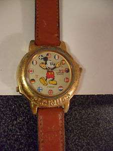 Vintage Lorus Disney Mickey Mouse Watch, musical, world flags, plays 