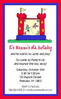 BOUNCE HOUSE Party INVITATION Pick Twins Boys or Girls  