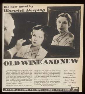 1932 Warwick Deeping Old Wine and New book promo ad  