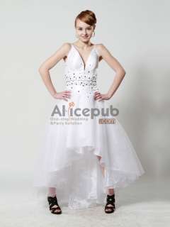 Hi Lo V Neck Dress with Organza Overlay and Adornment