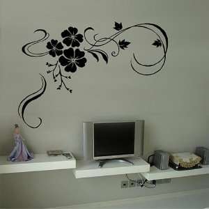  DIY Decorative Wall Sticker Floral Ornaments Swirl Black 