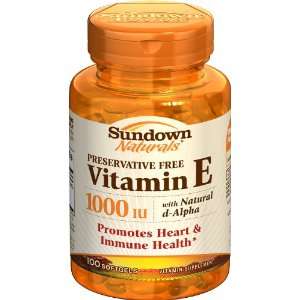  Sundown Vitamin E, 1000 IU, 100 Softgels Health 