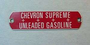 OLD PORCELAIN CHEVRON GASOLINE SMALL ADVERTISING SIGN  