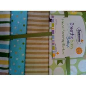 Breathe Easy Baby Flannel Receiving Blankets (4) By Summer Infant