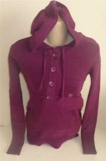Womens AEROPOSTALE Solid Hooded Henley Sweater NWT $54.50 #9175  