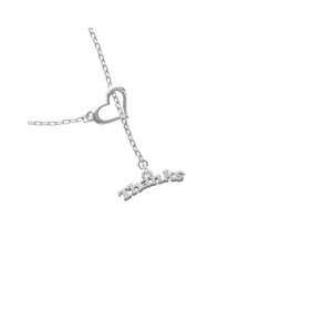  Large Thanks   Silver Plated Heart Lariat Charm Necklace 