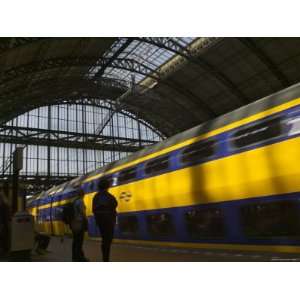 Train at Central Station, Amsterdam, Netherlands Premium Photographic 