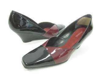 AEROSOLES Black Red Patent Leather Wedges Shoes Sz 8  