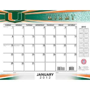    Miami Hurricanes Team Desk Pad Calendar 22 X 17