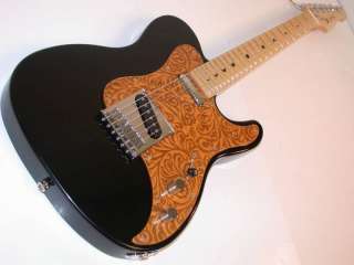 LUNA Henna Paisley TLE Black Electric Guitar,AuthDealer  