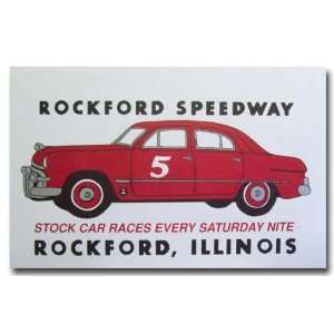  1952 Rockford Speedway Stock Car Racing Program Poster 