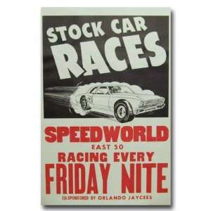   1968 Orlando Speedworld Stock Car Racing Poster Print