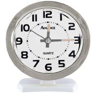   /Keywind Analog Alarm Clock, White Face/Silver Casing