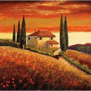Santo De Vita 24W by 24H  Sunset Over Tuscany II Super Resin Gloss 