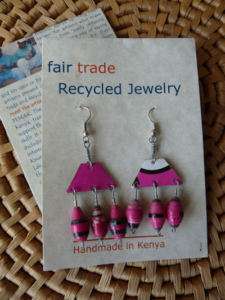 African Jewelry Recycled Paper Bead Earrings Kenya BBB  