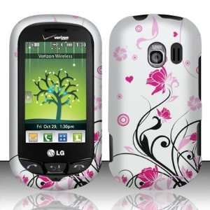 For LG Extrovert VN271 (Verizon) Rubberized Pink Vines Design Snap on 