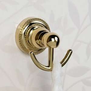  Farber Collection Double Robe Hook   Polished Brass