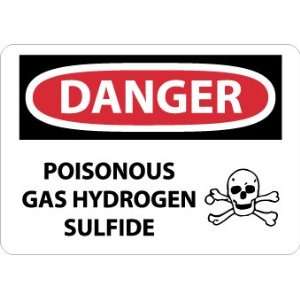 Danger, Poisonous Gas Hydrogen Sulfide, 10X14, Adhesive Vinyl  